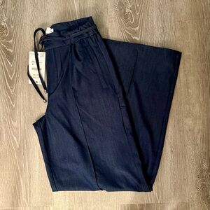 Zara Elastic Waist Wide Leg Pants - Indigo